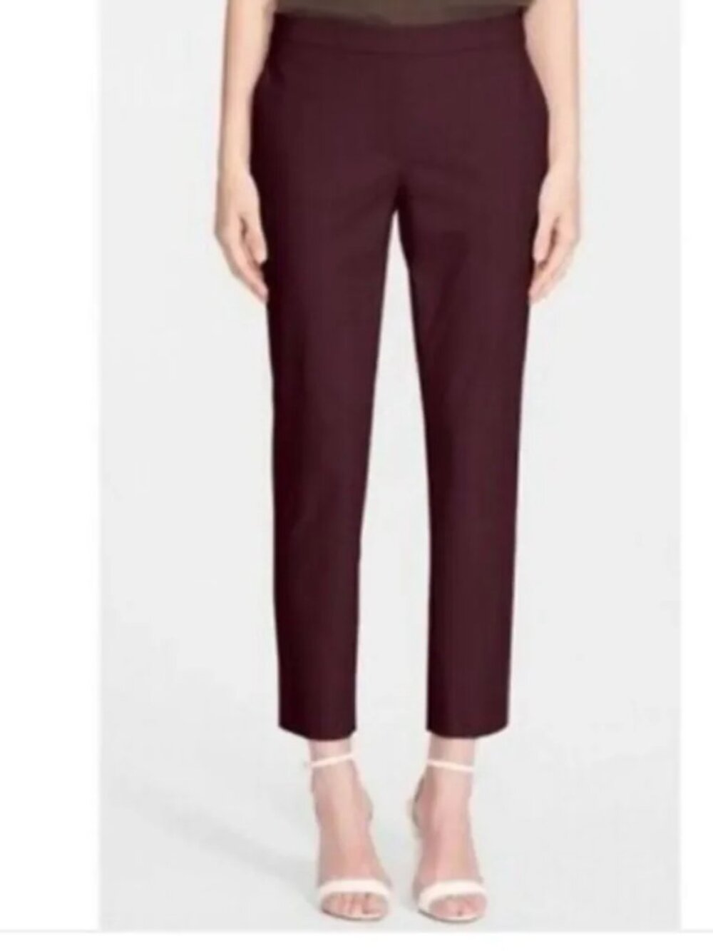 Theory Thaniel Career Business Crop Slim Trousers Mulberry Red Kenett sz 2 NWOT